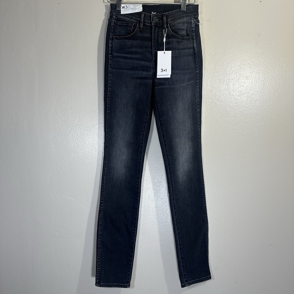 3x1 Womens 23 Authentic High Rise Straight Denim Jeans Raven Night W3SA10921 NEW